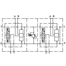 EM207/Z - Parallel connection with Ports A-B on Side 1, P – 1, T – 1 1/4, with/without pressure relief valve (RV)