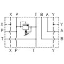 ES8A114PLZ - Subplate with Ports A-B on Side 1 1/4, P-T on Side and Back 1 1/4 with / without pressure relief valve (RV)